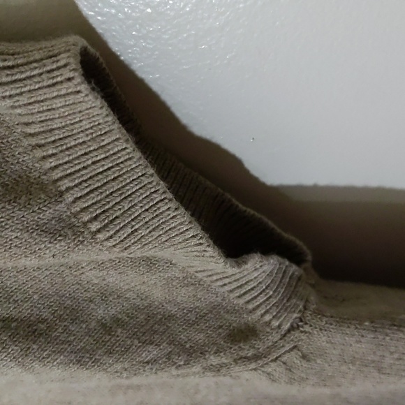 Zara| Tan Short Sleeve V-Neck Sweater Cotton Nylon Blend - Picture 7 of 9